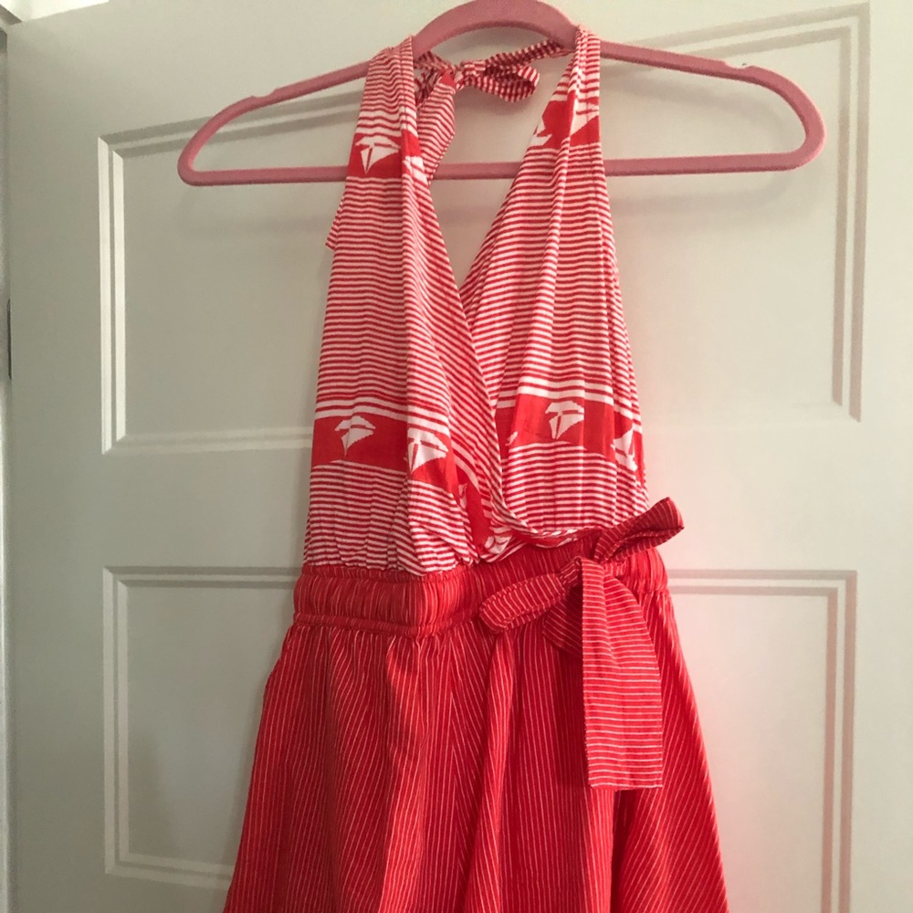 Red halter romper